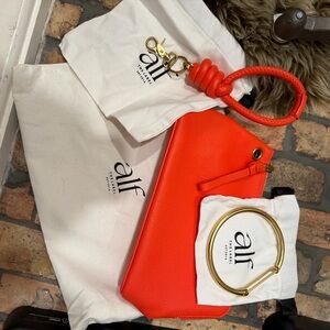 ALF Women's luxe medium pouch in fiesta- carabiner- knot key ring